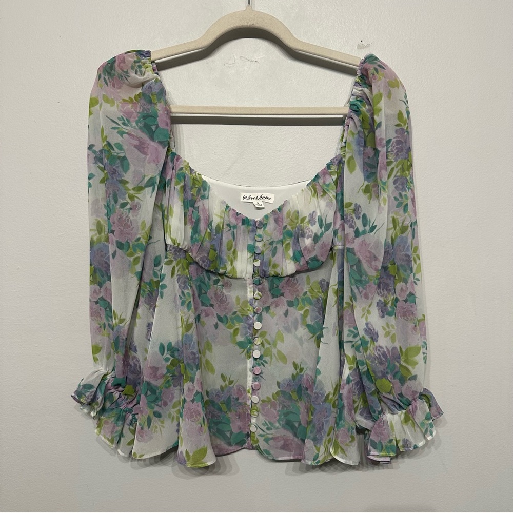 For Love and Lemons Meadow Blouse Lavender Small - Picture 5 of 10